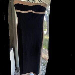 Tube top striped slit side dress w/stretch worn 1x